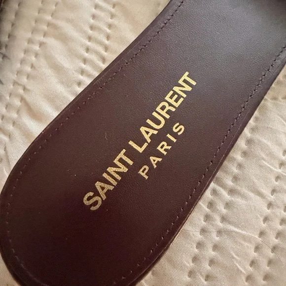 Saint Laurent Tribute Patent Woven Slide Sandal in Deep Burgundy 39.5 - Picture 4 of 8
